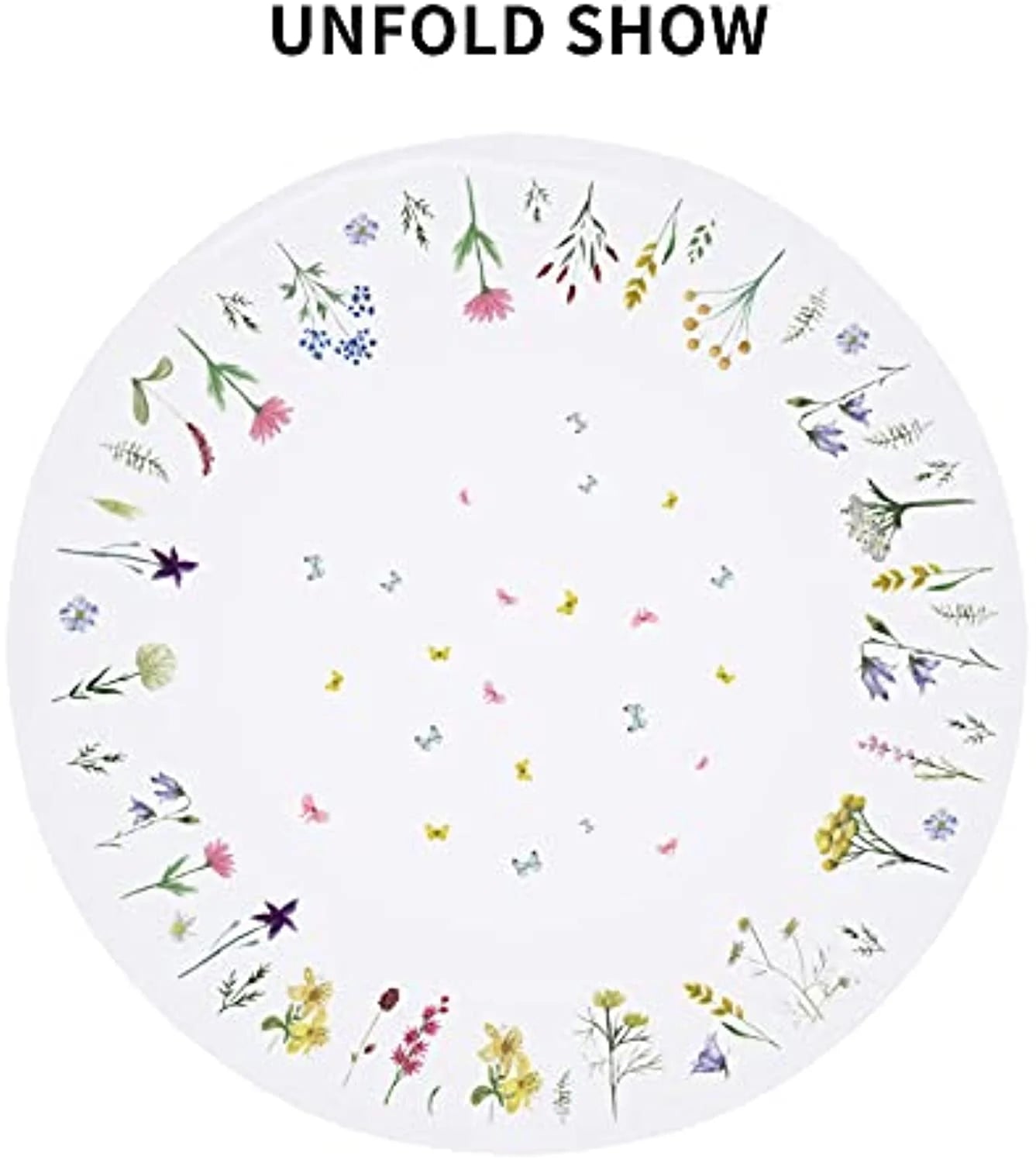 Wnoesat Round Floral Tablecloth  Butterfly Round Tablecloth 60 Inch Watercolor Floral Table Cloth Waterproof Tablecloths for Round Tables Polyester Round Table Cover Protector for Dining Room Indoor Outdoor
