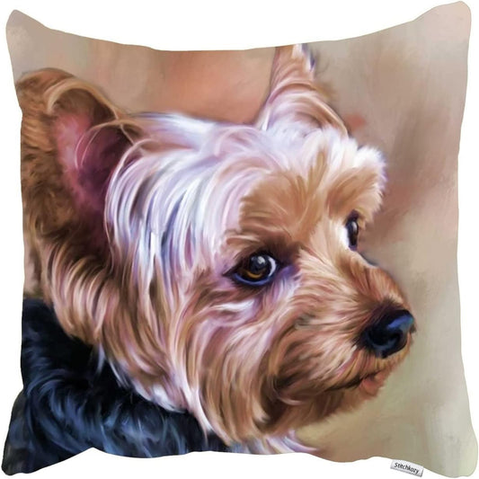 Stitchkozy Personalized Yorkie Dog Throw Pillow Cases Yorkie Pillow Cover Dog Pillow Case 18x18 Soft Cotton Yorkshire Terrier Cushion Covers Decorative Pillowcase for Couch Sofa Bedroom Car