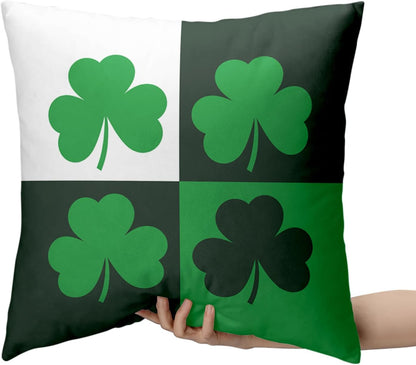 Kcozydecor St. Patrick's Day Pillow Covers 16x16 Green Shamrock Pillows Cases Black and White Pillow Covers St Patrick S Day Decor for Indoors Couch Bed Living Room in 2 Pcs