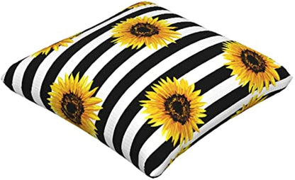 Kwlegh Yellow Sunflower Pillow Covers Black White Stripeed Throw Pillow Covers Decorative Pillow Cases for Couch Sofa Bedroom Chair Car