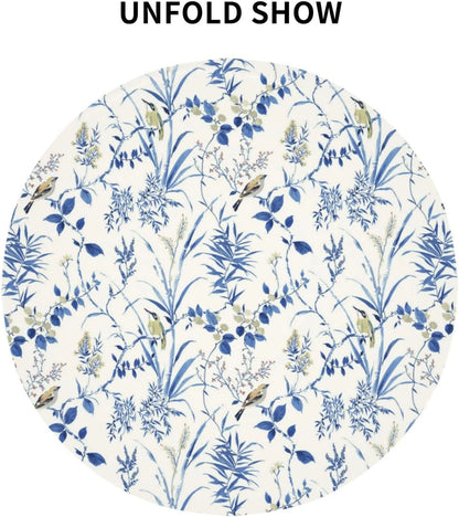 Uzotxy Blue Floral Tablecloth 60 Inch Round Wrinkle Free Flower Tablecloth Suitable for Kitchen Decorantion / Indoor and Outdoor Dining Table / Party / Picnic