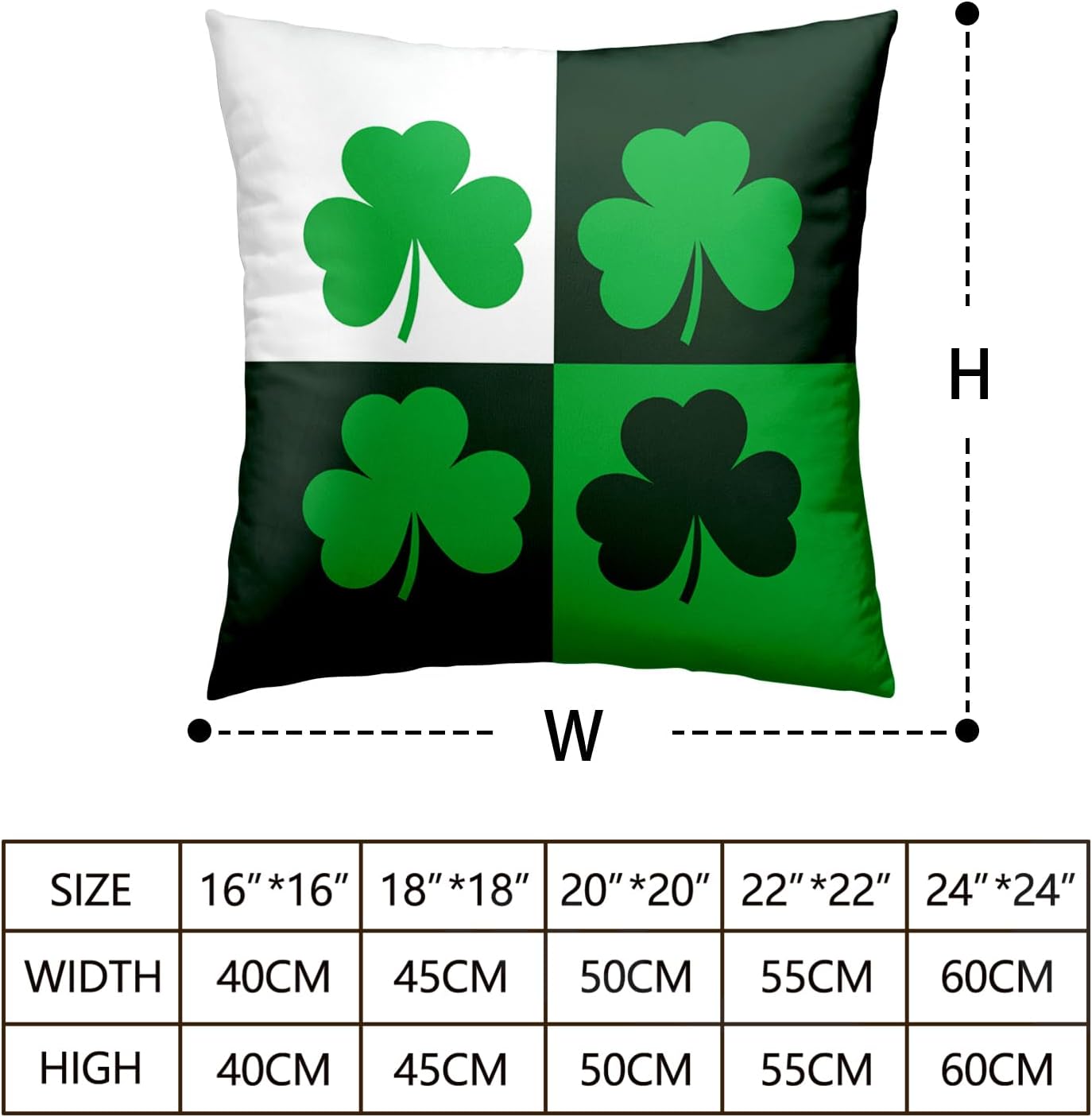 Kcozydecor St. Patrick's Day Pillow Covers 16x16 Green Shamrock Pillows Cases Black and White Pillow Covers St Patrick S Day Decor for Indoors Couch Bed Living Room in 2 Pcs