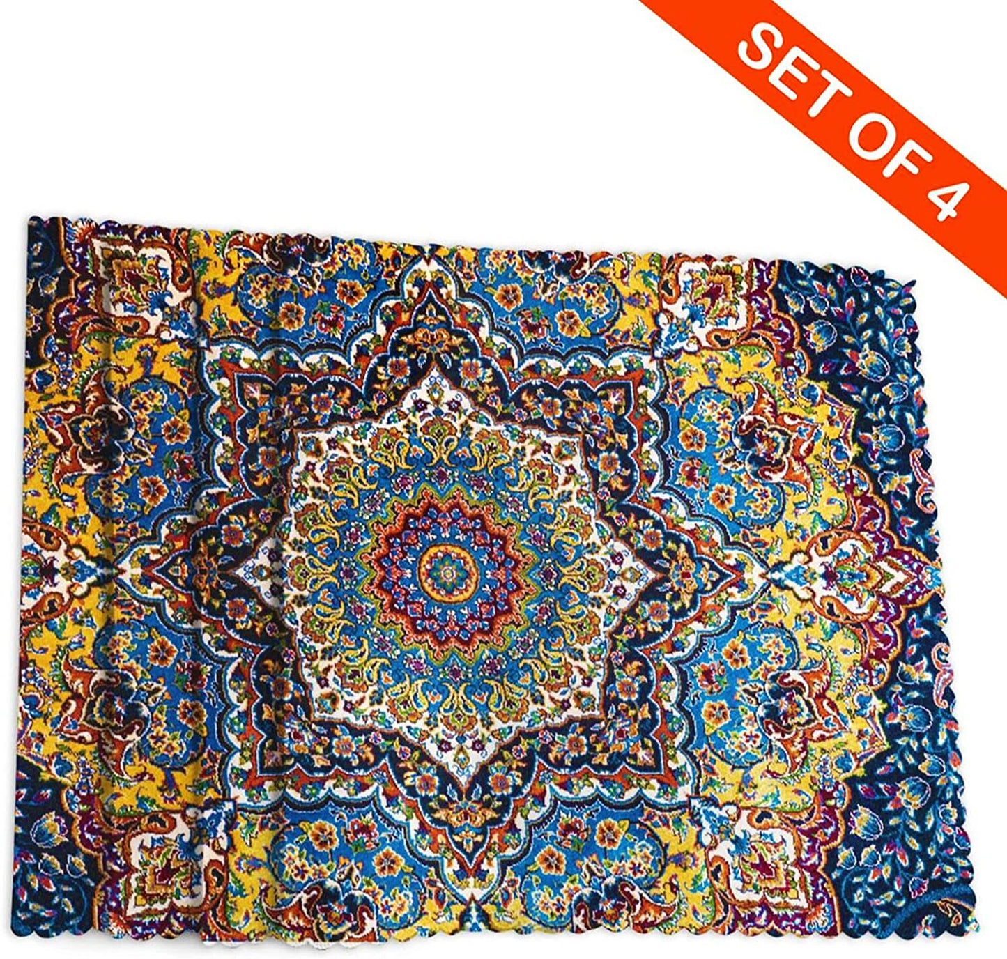 Barneova Colorful Mandala Bohemian Placemats Vintage Farmhouse Floral Plate Mat Washable Heat Resistant Boho Cloth Place Mats Indian Ethnic Ramadan Dinner Placemat Indoor for Kitchen Dining Table Set of 4