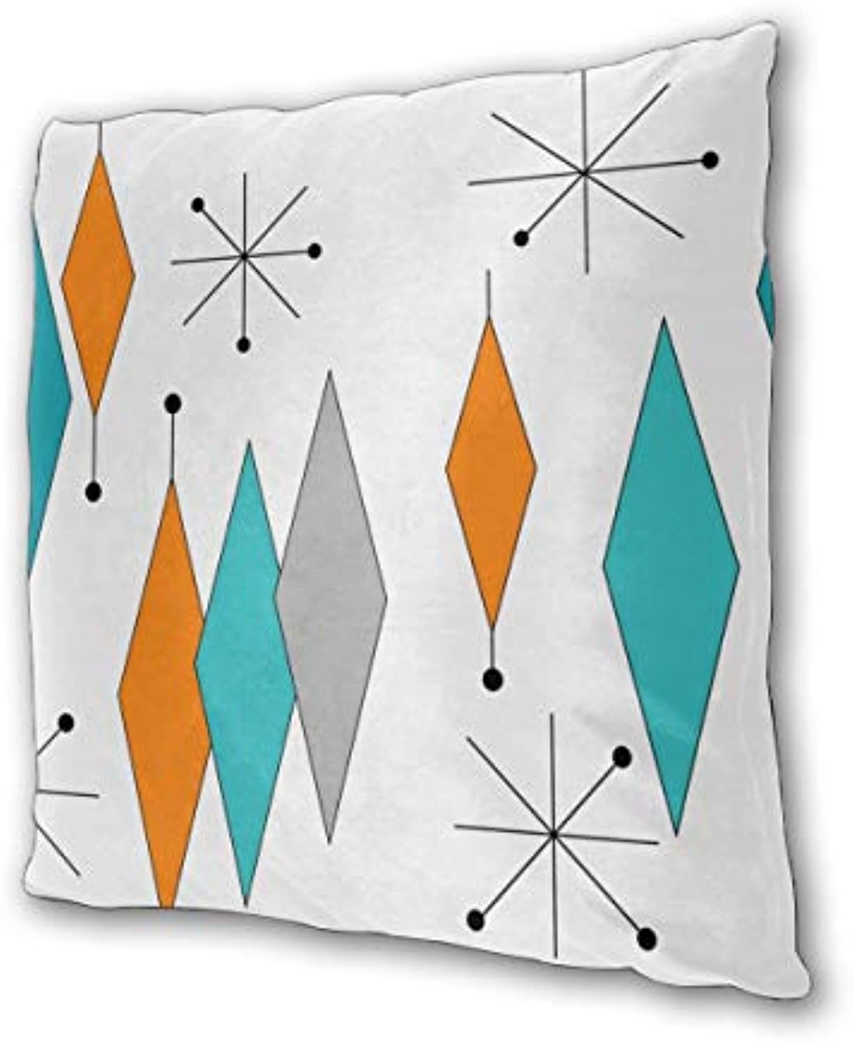 Wnoesat Turquoise Orange Diamond Pillow Covers Set of 2 Mid Century Throw Pillow Covers Retro Starburst Cushion Cover Modern Decorative Pillowcases for Sofa Bed Couch Chair 18 x 18