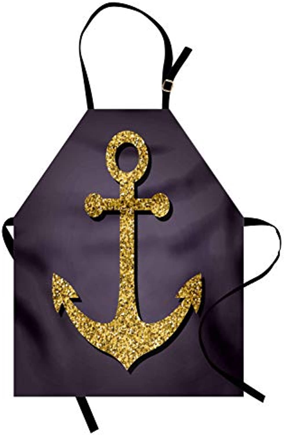 Granbey Anchor Apron  Marine Pattern Tranquility Peacefulness Display Nautical Marine Print  Unisex Kitchen Bib with Adjustable Neck for Cooking Gardening  Adult Size  Plum Yellow