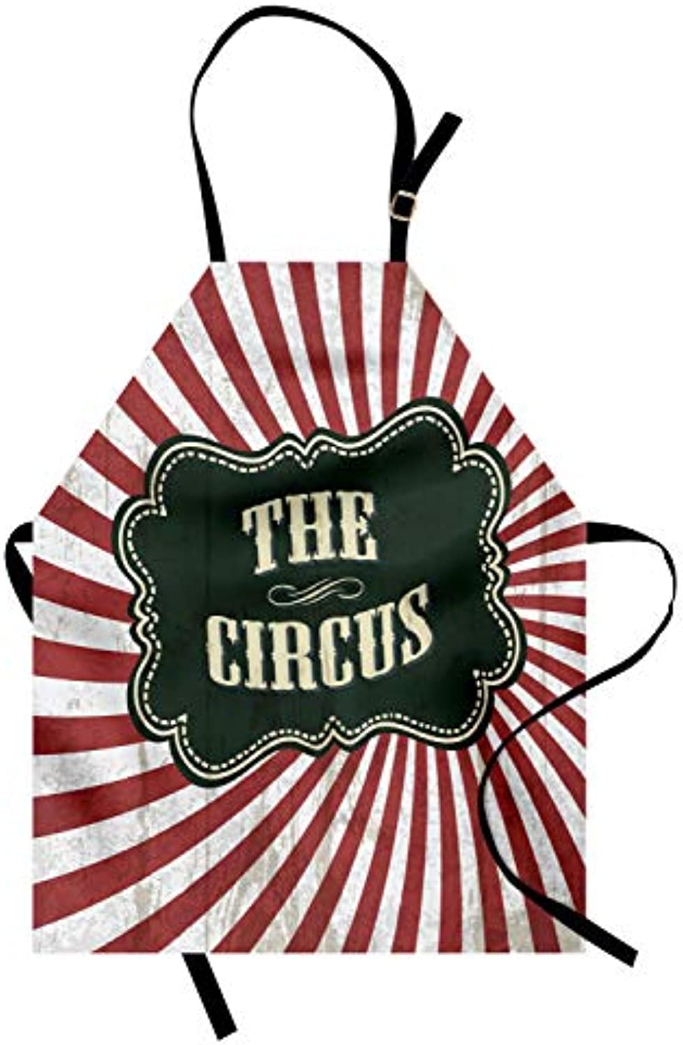 Granbey Circus Apron  Classical Circus Show Event Advertisement Theme Antique Art Logotype Print  Unisex Kitchen Bib with Adjustable Neck for Cooking Gardening  Adult Size  Emerald Cream