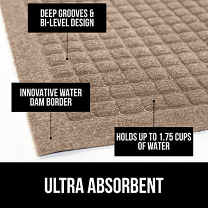 Gorilla Grip All Weather Absorbent Doormat  Dries Quickly  72x24  Absorbs Up to 2.75 Cups of Water  Captures Dirt  Stain and Fade Resistant  Durable Backing  Indoor Outdoor Mats  Boot Scraper  Blue
