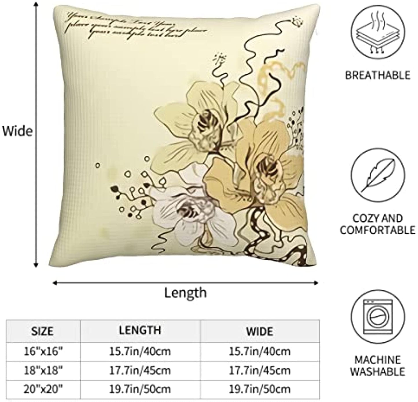 Blooming Orchids Floral Pillow Covers Beautiful Bouquet Flower Throw Pillow Covers Decorative Pillow Cases for Couch Sofa Bedroom Chair Car