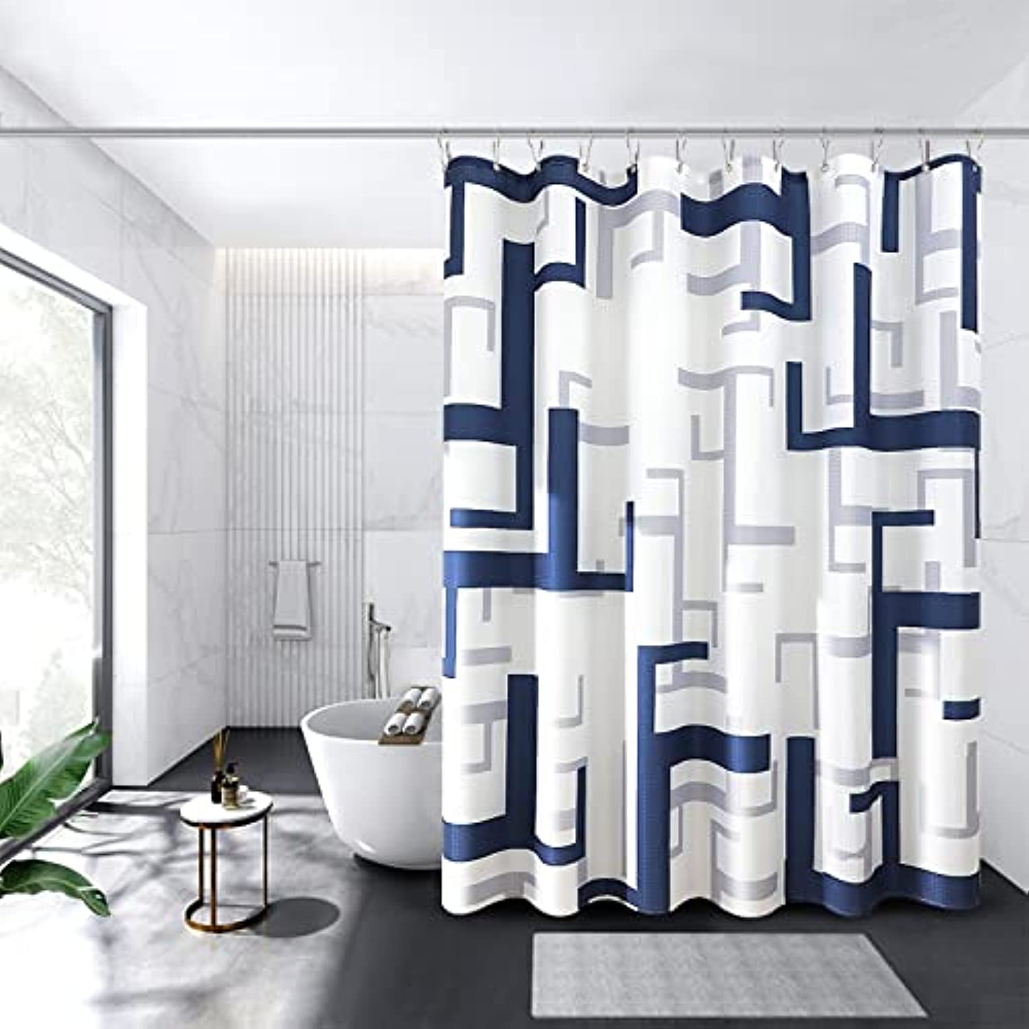 Modern Geometric Shower Curtain Blue