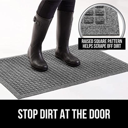 Gorilla Grip All Weather Absorbent Doormat  Dries Quickly  35x23  Absorbs Up to 5.7 Cups of Water  Captures Dirt  Stain and Fade Resistant  Durable Backing  Indoor Outdoor Mats  Boot Scraper  Gray