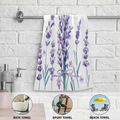 Wavverom Lavender Flower Hand Towels Purple Butterfly Guest Towels Set of 2 Small Bath Towels Soft Dish Towels for Bathroom Kitchen Gym Decor